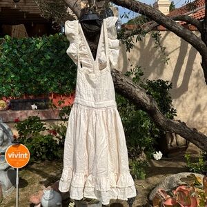 Superdry Ivory Midi Dress with Ruffle Sleeves